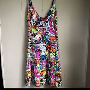 T Bar Neon Comic Strip Skater Dress Awesome